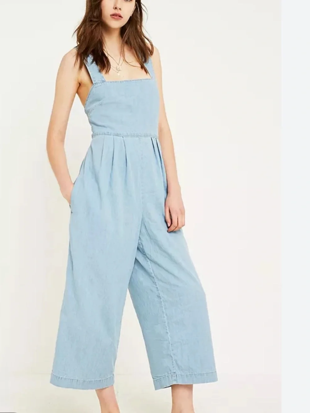 Free People Fara Jumpsuit in a light denim chambray wash size 2